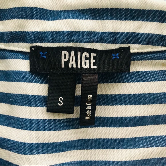 PAIGE Haidee Shift Drawstring Dress in White / Bluebell Stripe S - Picture 7 of 11